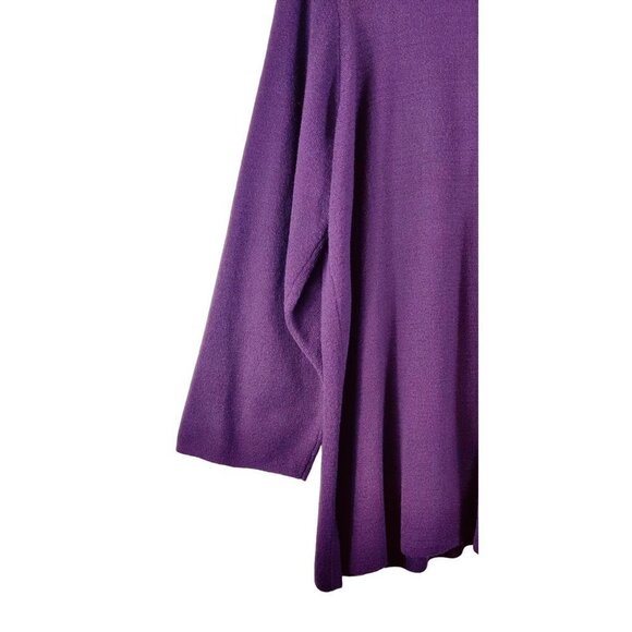 Reference Point Long Cardigan Purple Eggplant Knit Button Front Side Slit Sz 26 - Picture 7 of 8